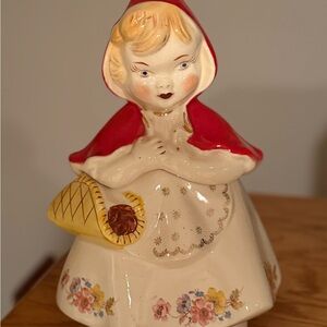 Charming Red and Cream Ceramic Figurine